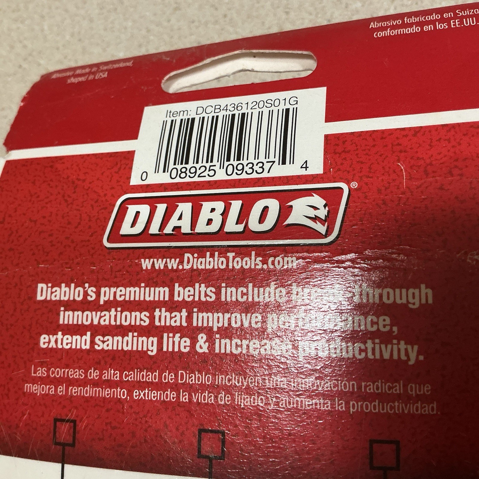 Diablo 4×36 in Fine 120 Grit Zirconium Sanding Belt for Belt Sanders Red