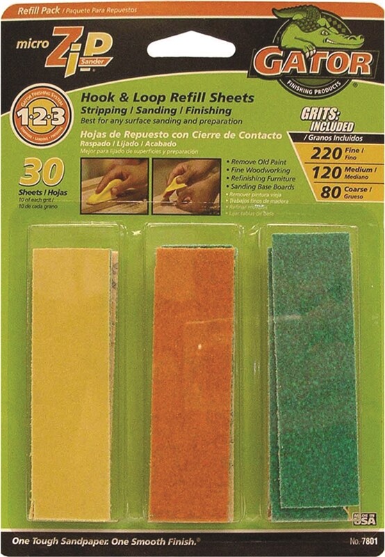 Gator 7801 (30) Micro Zip Sander Refills Sheets 3.5″x1″ Aluminum Oxide 3140050