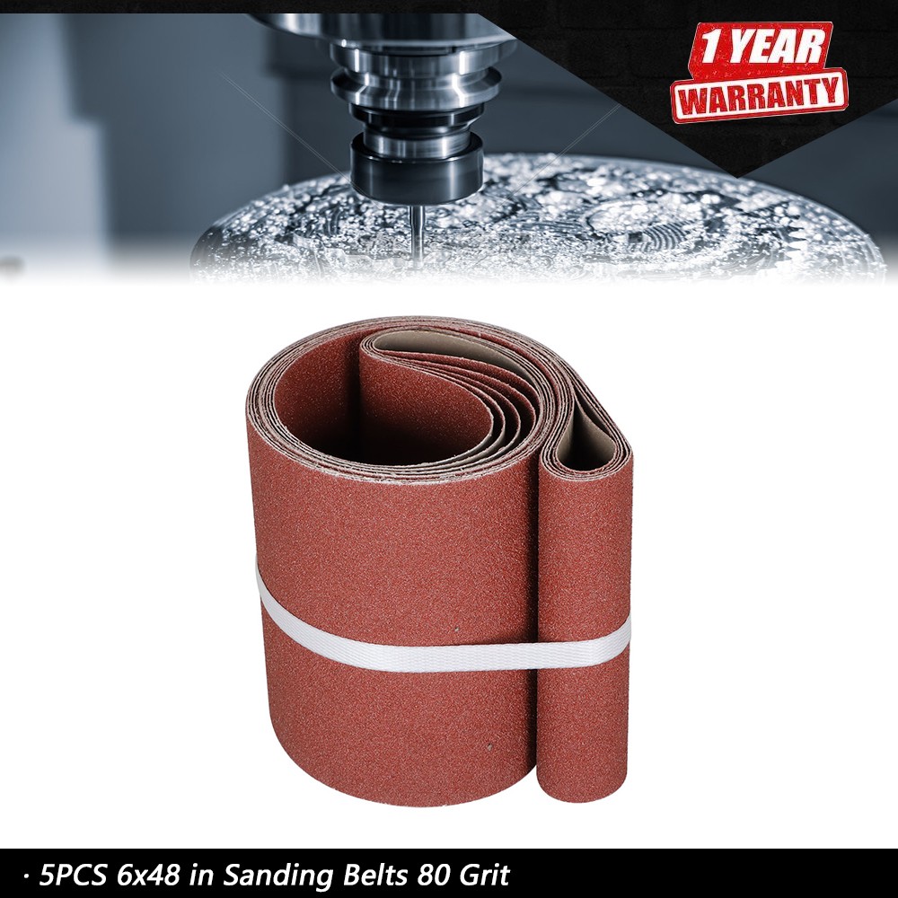 5PCS 6×48 in Sanding Belts 80 NEW Grit Belt Sander Sandpaper aluminum oxide