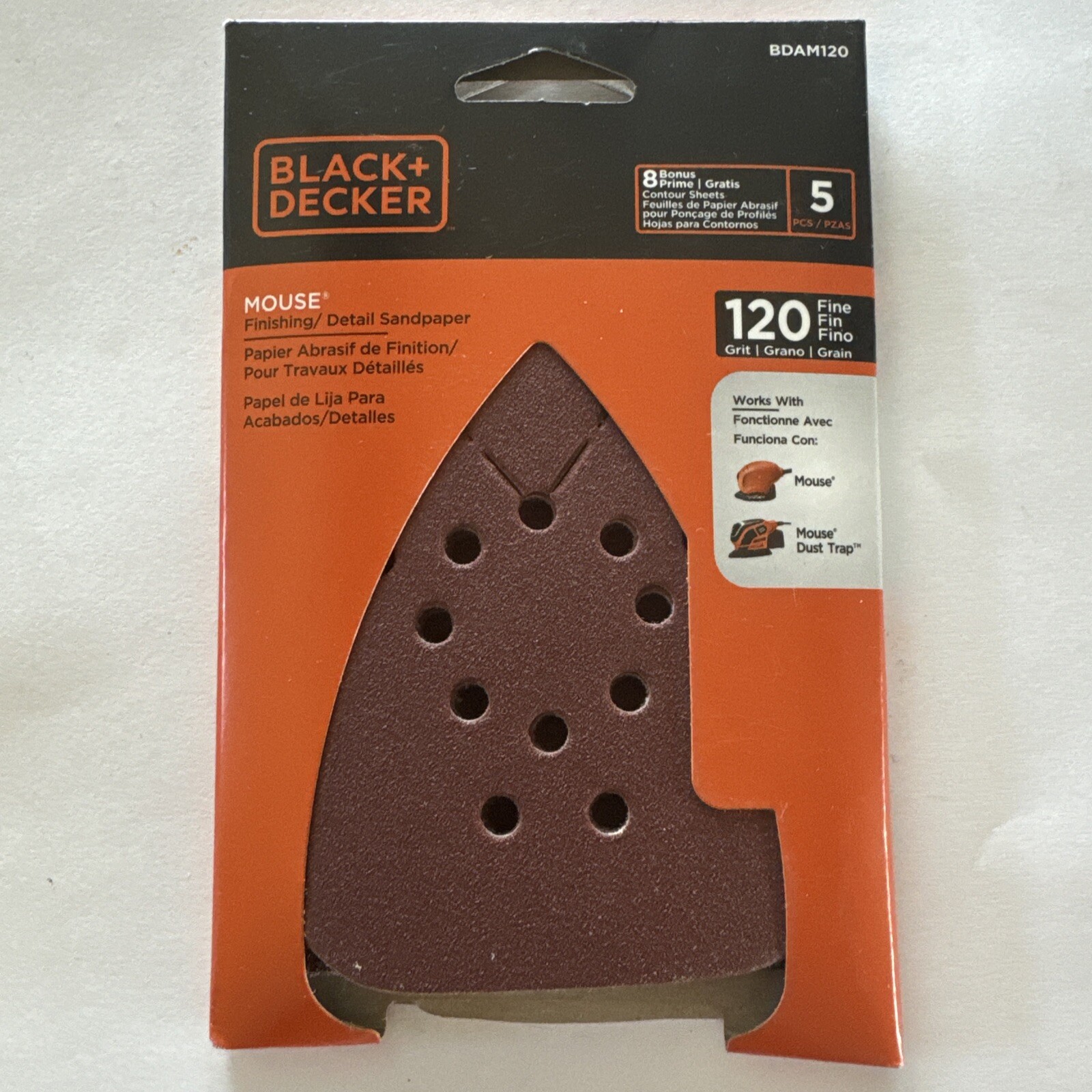 Pack of 3 Black & Decker 5 Pieces Mouse Finishing Detail Sandpaper