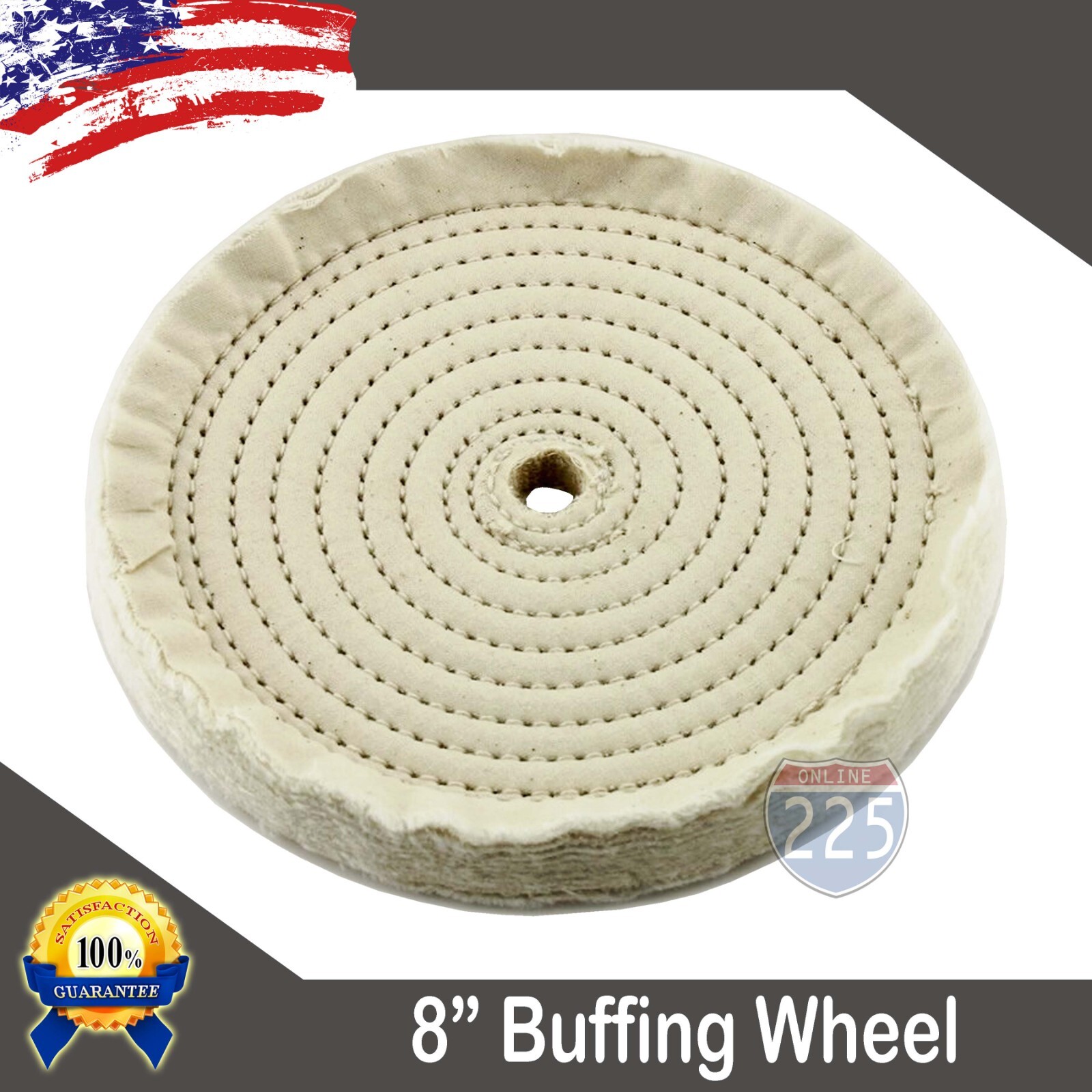 8″ x 40 ply 5/8 Inch Arbor Hole Stitched cotton polishing buffing wheel