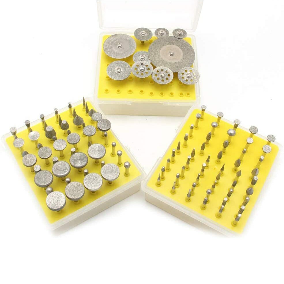 110Pcs Diamond Grinding Carving Burr Cutting Disc Abrasive Rod for Dremel Tools