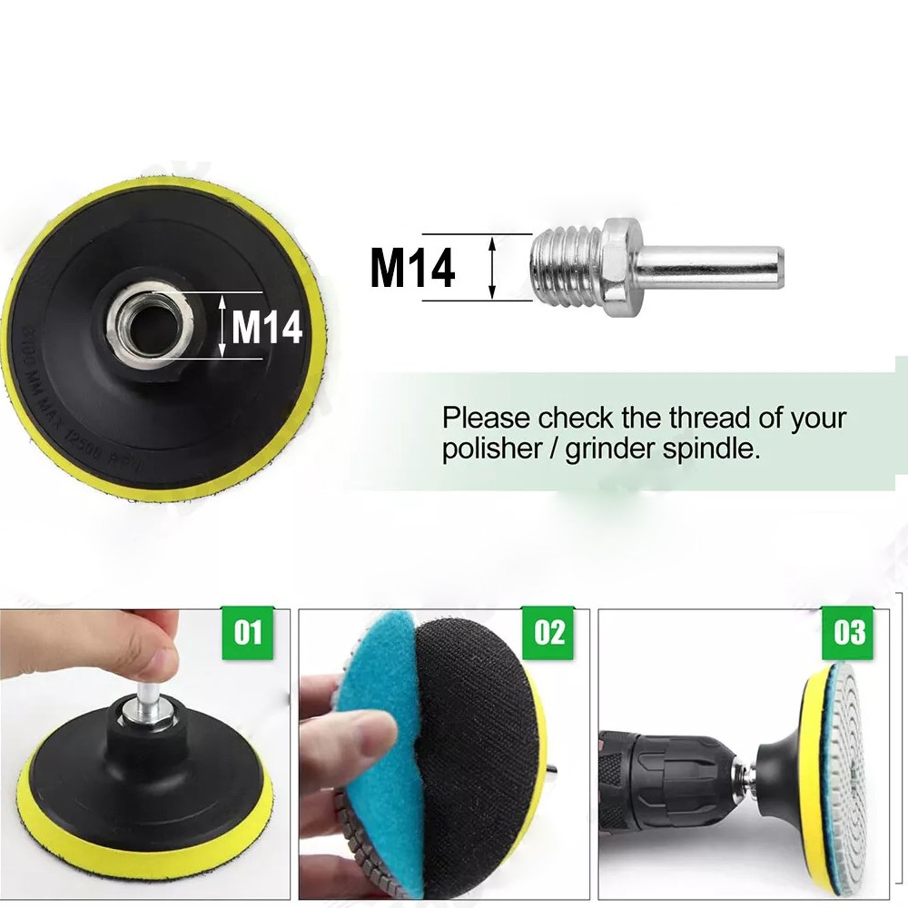 11Pcs 4 inch 100mm Diamond Polishing Pads Kit Wet/Dry for Granite Stone Concrete