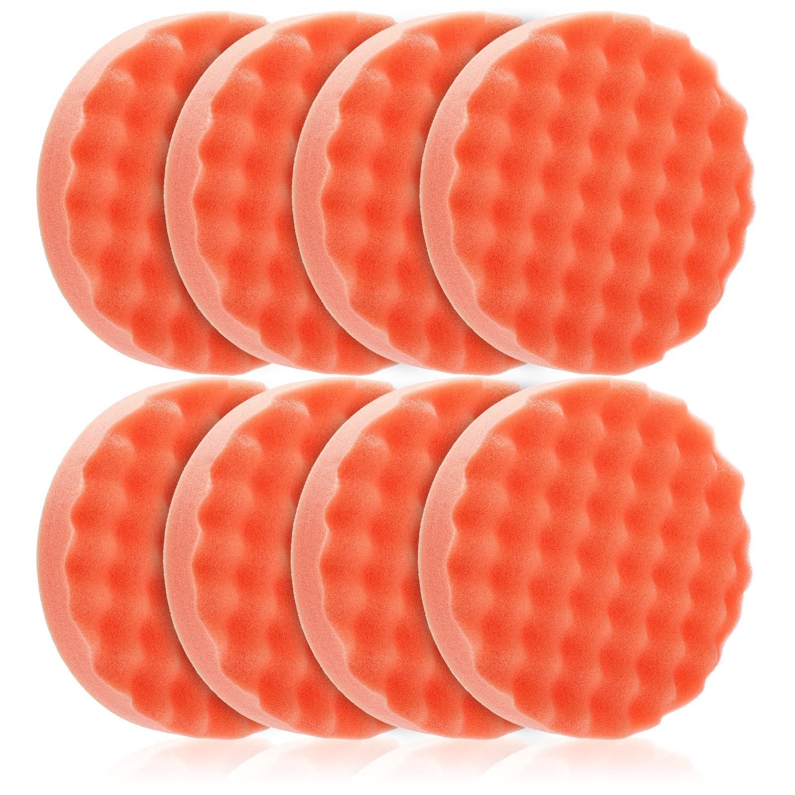 Fasmov 8 Pack 6″ Buffing Polishing Pads Waffle Pads, 6″, orange