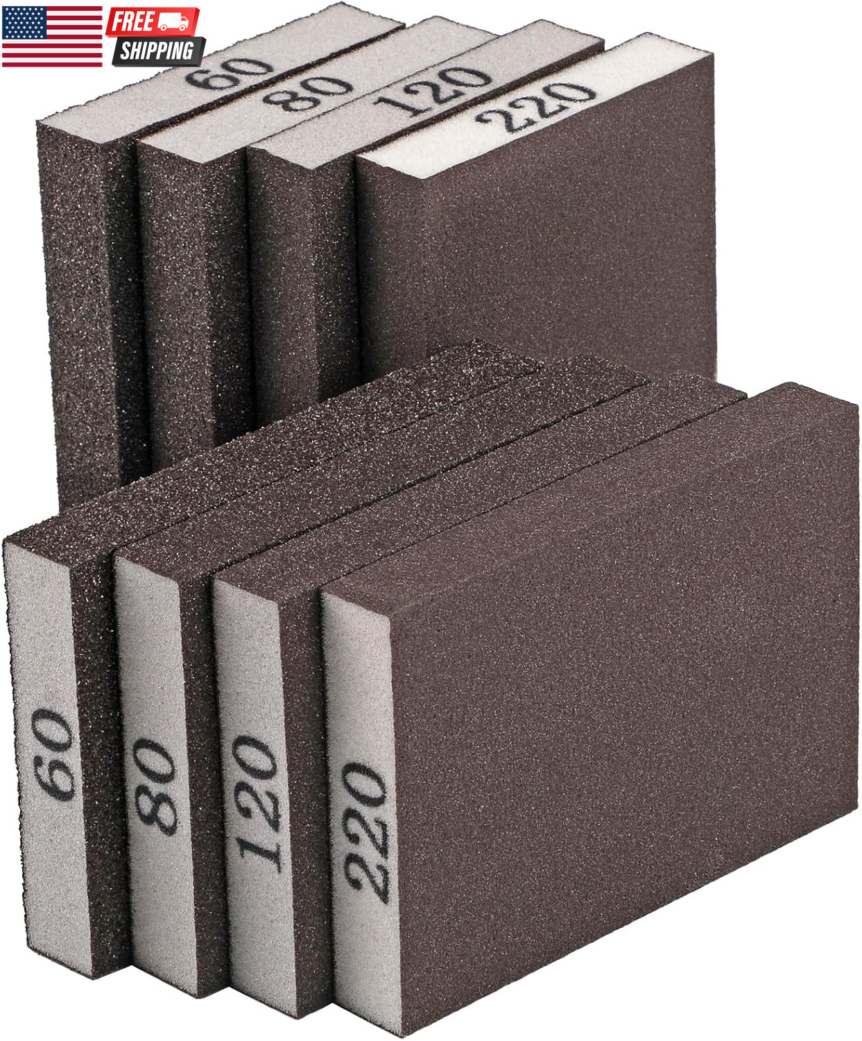 8 Pack Sanding Sponge, Sanding Blocks 60/80/120/220 Grit Assortment, Sand Paper