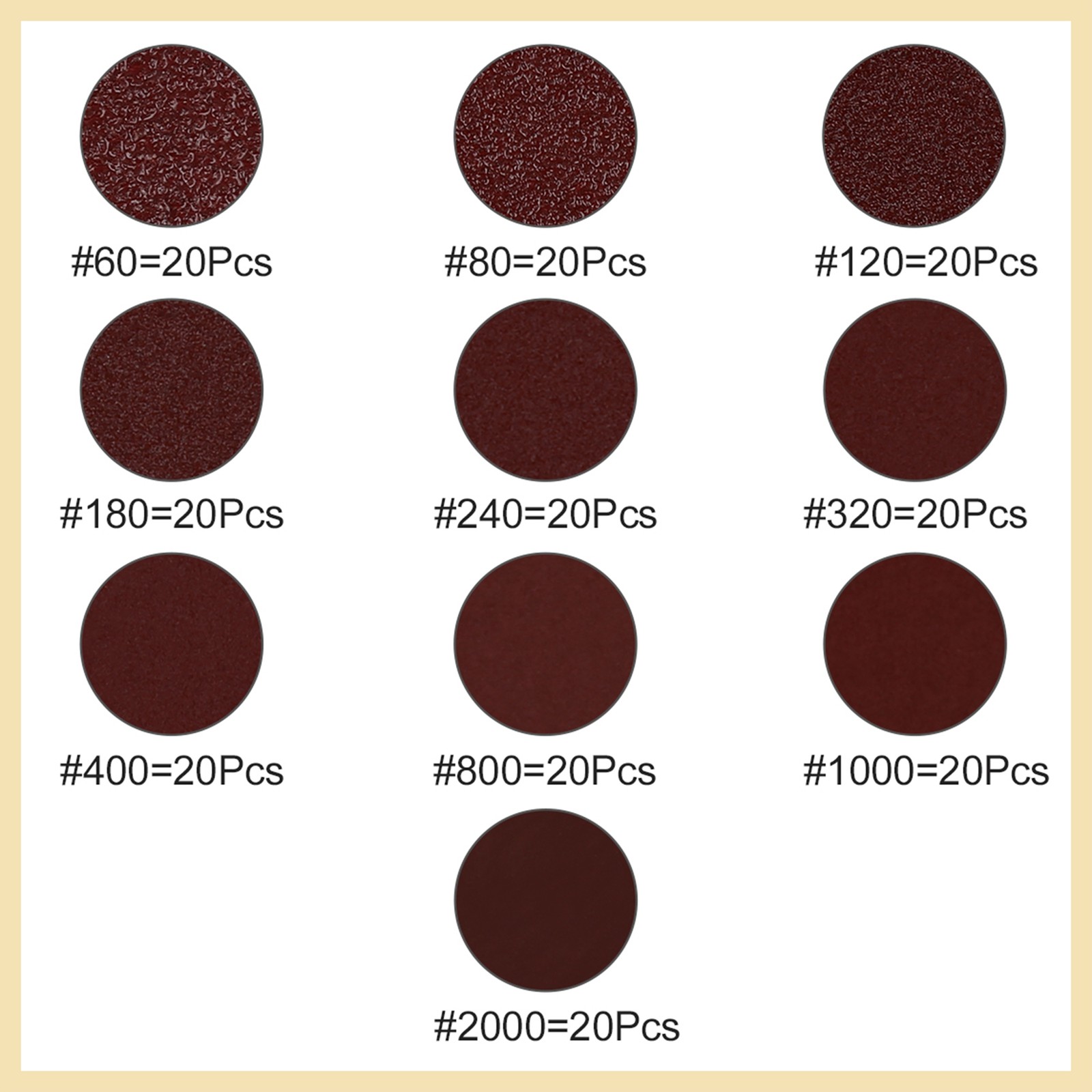 200 Pcs 2″ Hook and Loop Sanding Discs Pads 60 80 120 180 240 Grits Sandpaper