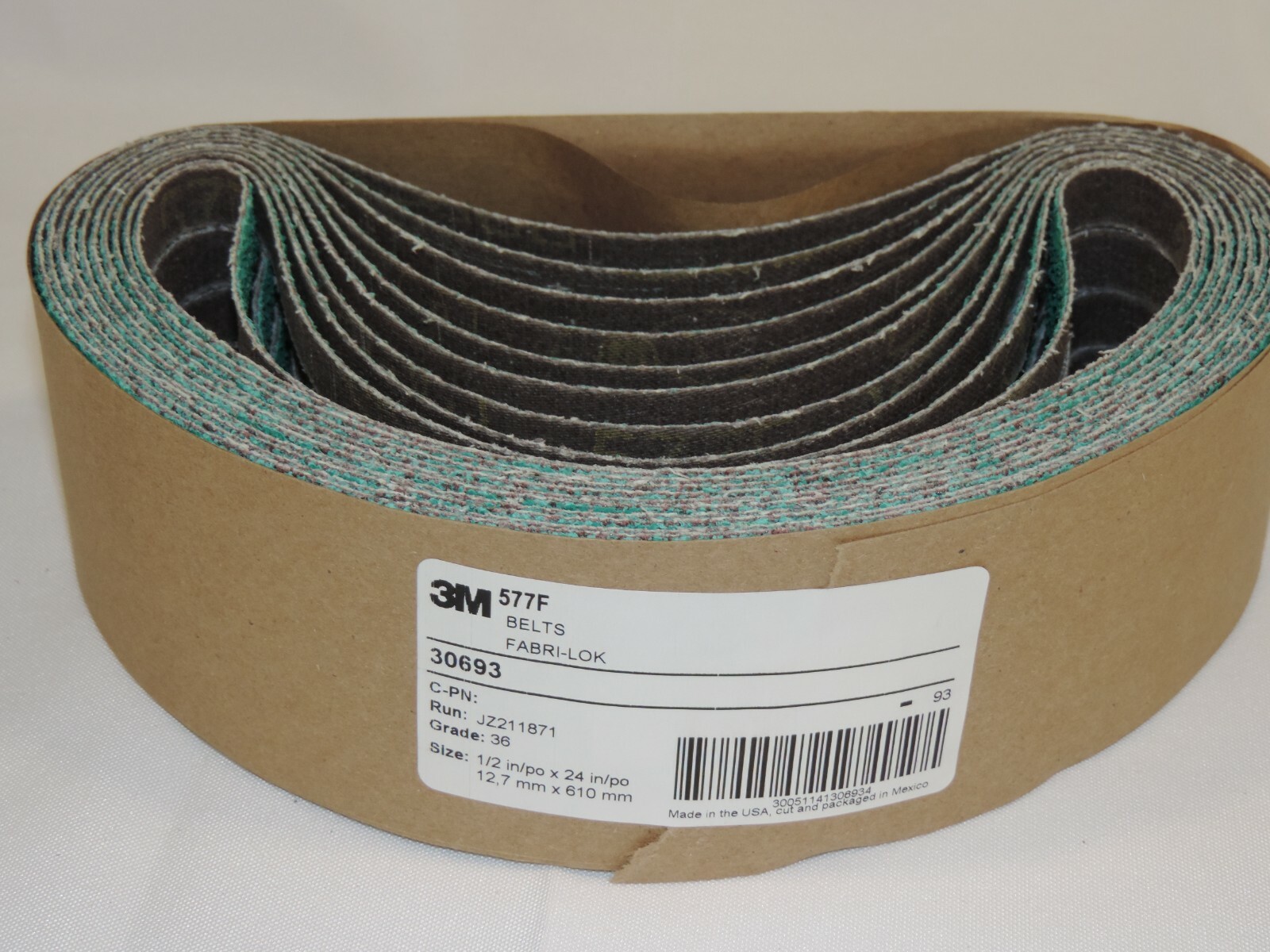 3M Cloth Belt 577F, Alumina Zirconia, Green