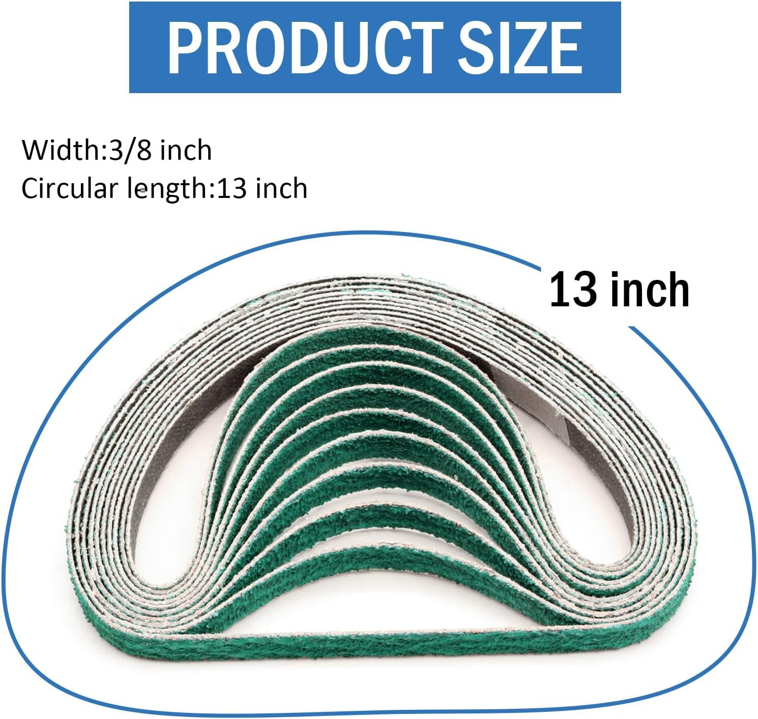 3/8″ x 13″ Zirconia GREEN Sanding Belt for Air Belt Sander 40 Grit for Metal