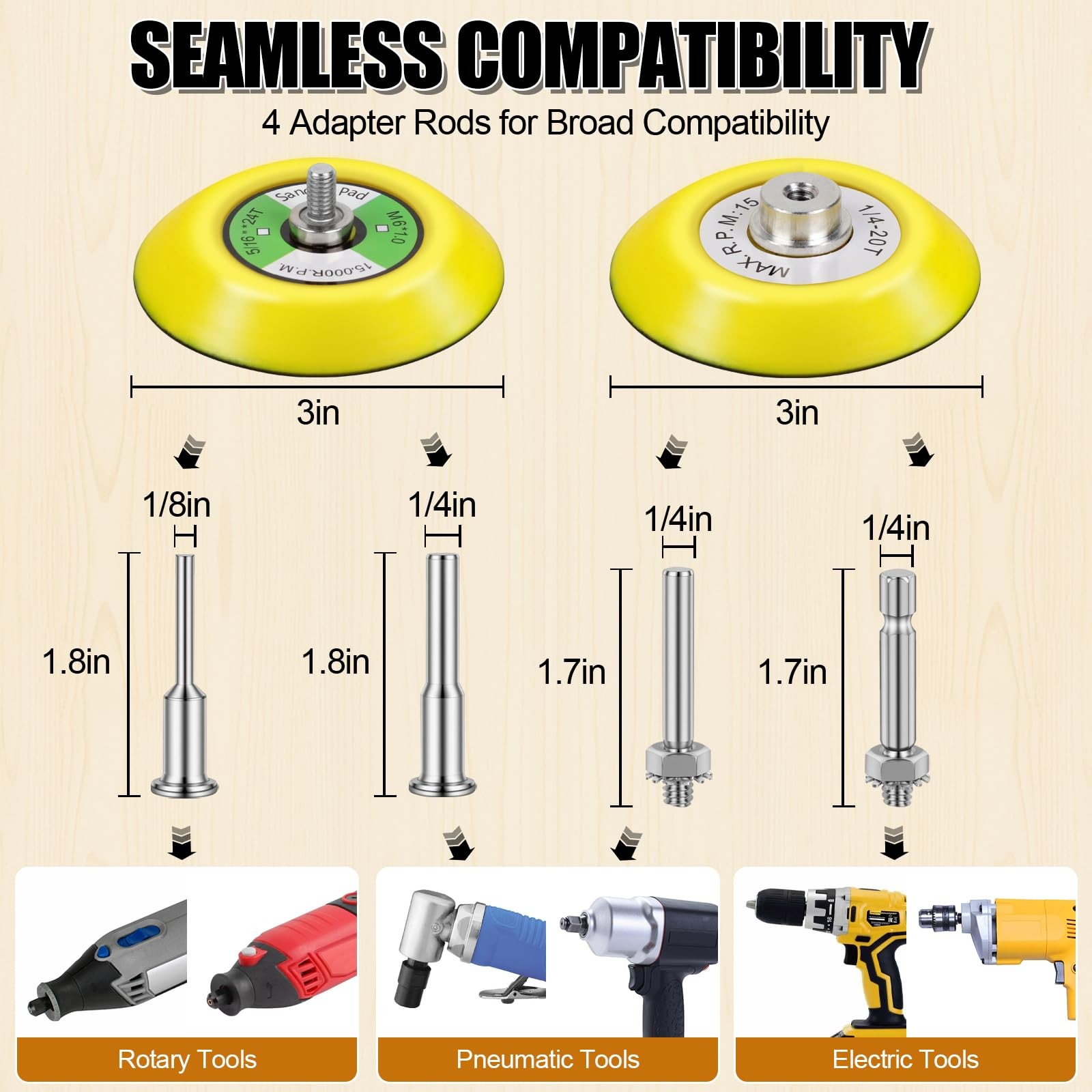 174Pcs 3 Inch Sanding Discs Drill Polishing Kit, 60-10000 Grit Set