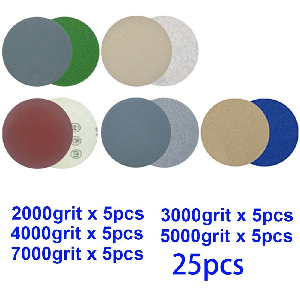25pcs Sandpapers 3 inch/75mm 2000 3000 4000 5000 7000Grit Sanding Discs