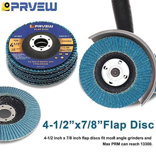 Flap Discs 4 1/2 Inch, 5-Pack 4.5″ x 7/8″ T29 40/60/80/120 Grit Assorted