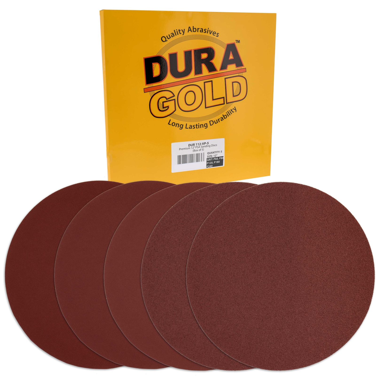 12″ PSA Sanding Discs, 2ea 60, 80, 120, 180 & 240 Grit Sandpaper, Drywall, Floor