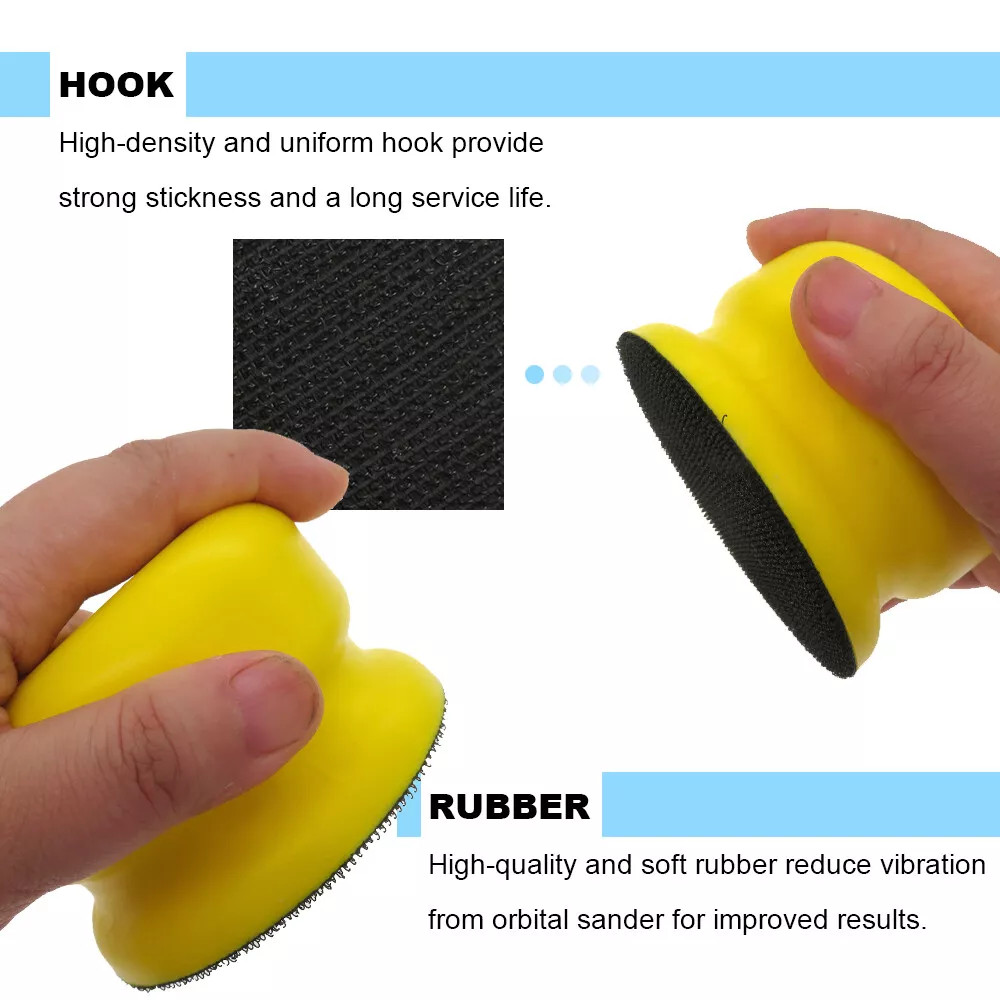 2Pcs 70mm Hand Sanding Blocks Hook and Loop Backing Pad Sanding Disc Polishing