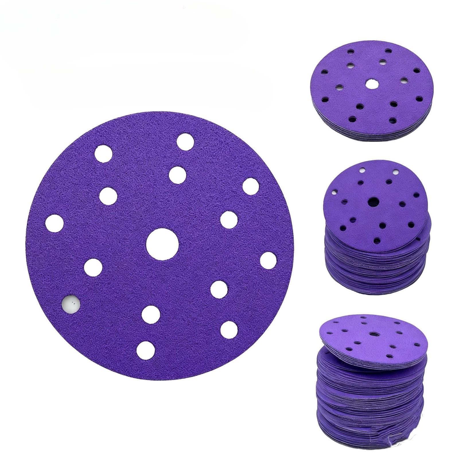 50PCS 6″ 150mm Purple Ceramic Sanding Discs Hook&Loop P400 For Metal Automotive