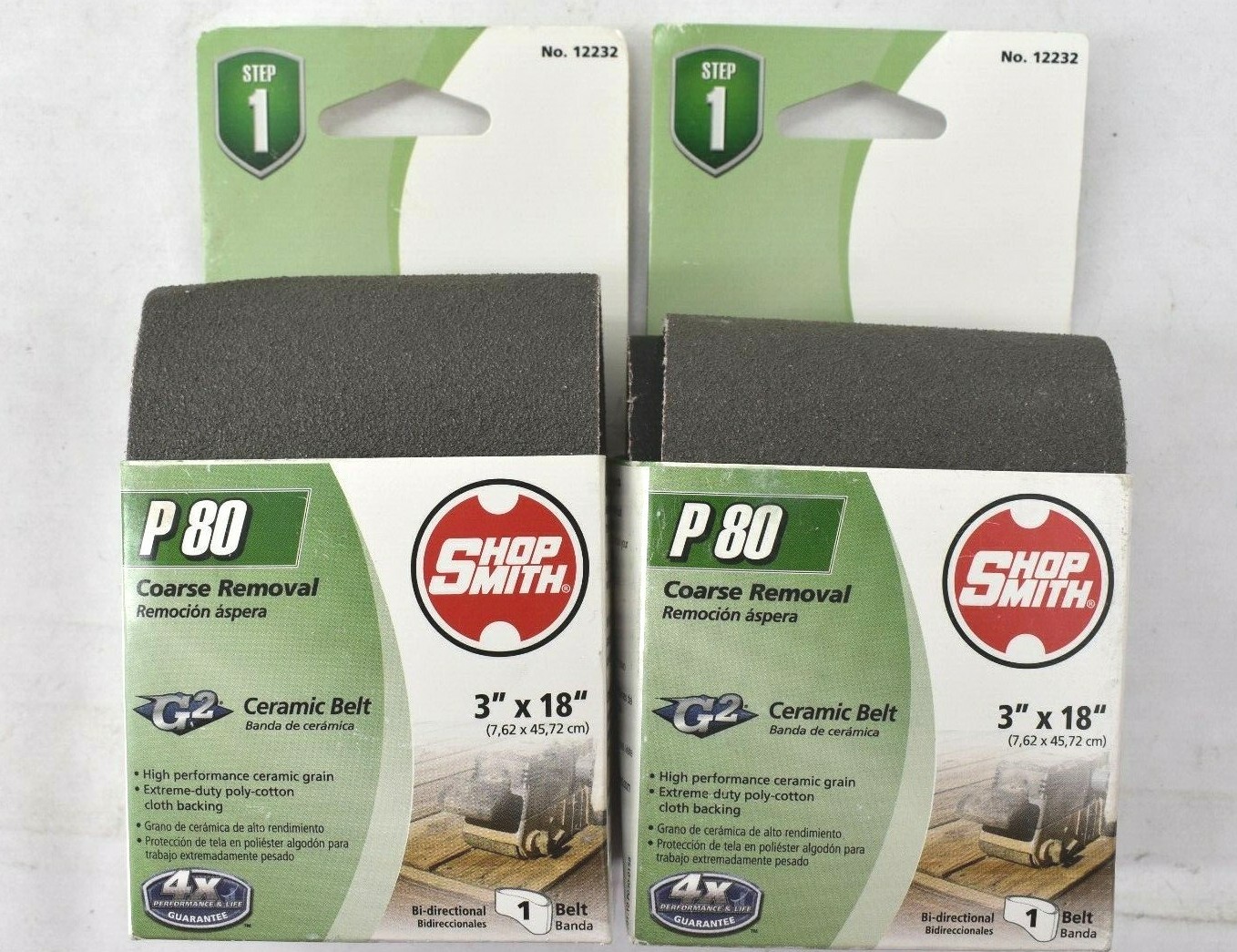 Lot Of 2 Shopsmith 12232 Ceramic Sanding Belt 80 Grit Coarse Removal 18″ x 3″