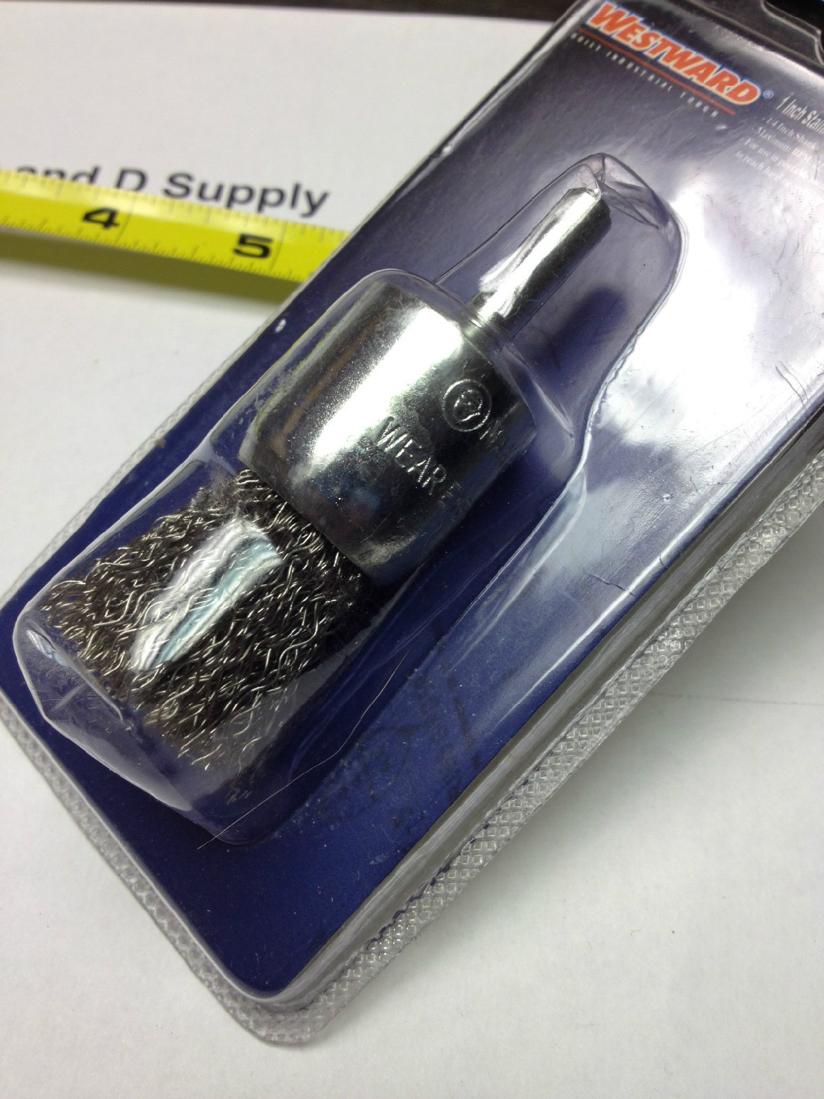 WESTWARD Crimped End Brush, 1 In Dia, 0.0118 Wire, Stainless Steel Fill, 1GBP8