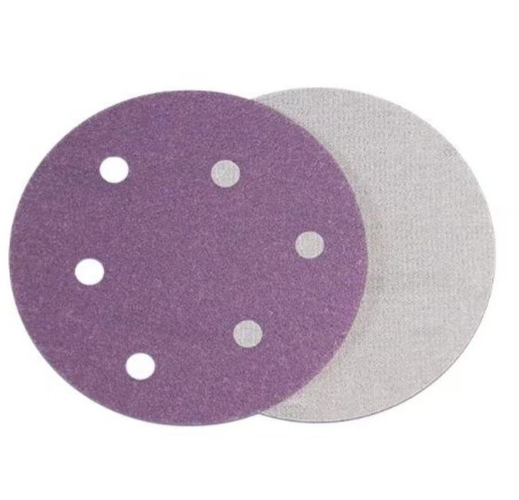 100Pack P240, 6″Purple Film Ceramic Sanding Discs, Hook & Loop Backing Sandpaper