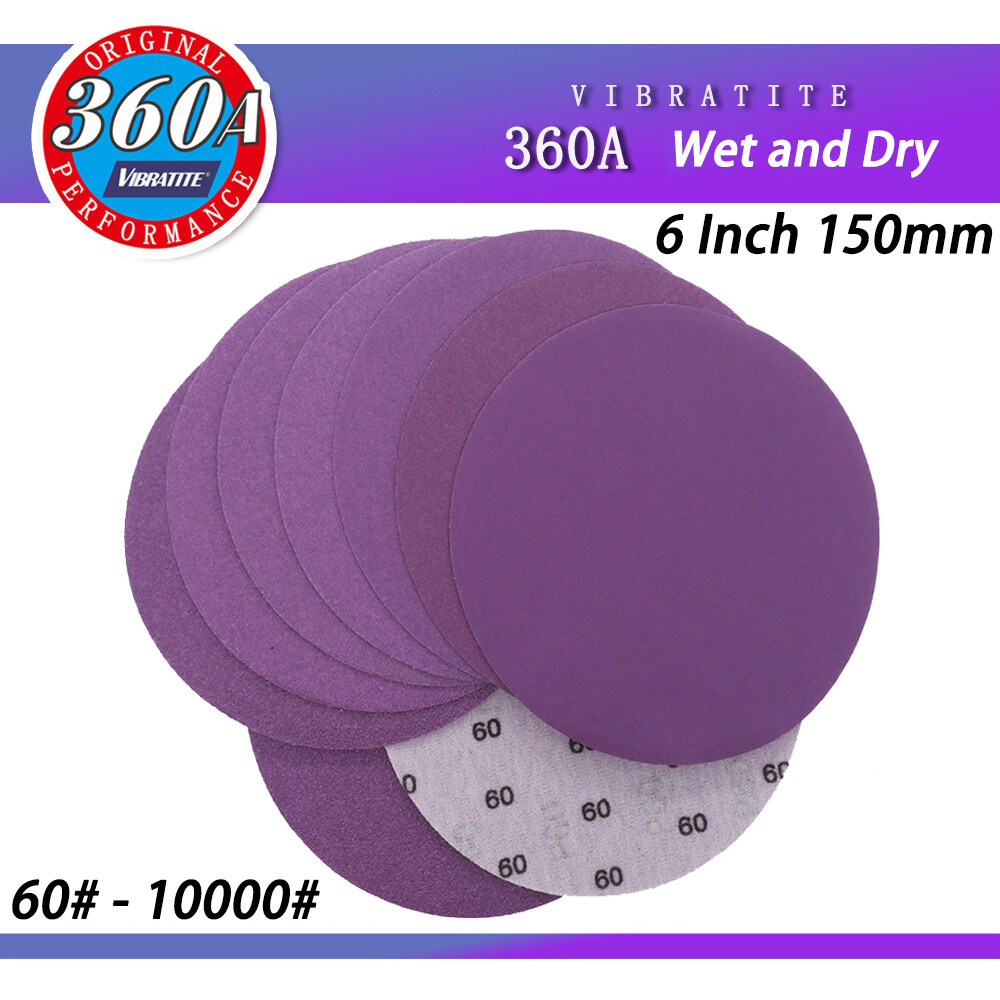 6″ 150mm Wet and Dry Sanding Discs Sandpaper Hook & Loop Pad/Tray Grit 60-10000#