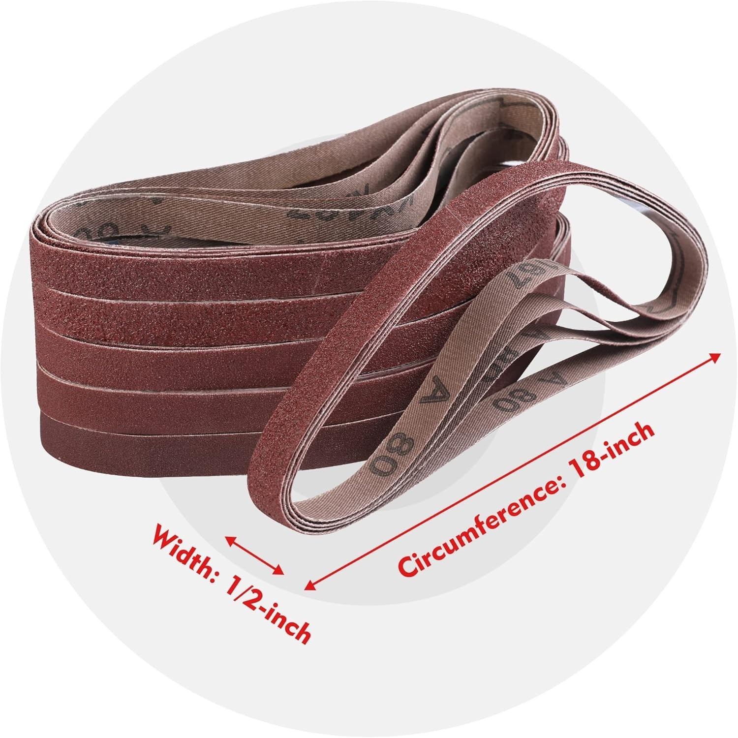 1/2 x 18 Inch Sanding Belts Set – 24 Aluminum Oxide Belts for Wood & Metal