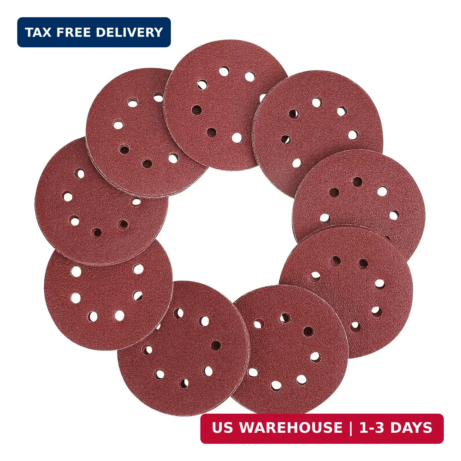 80-Piece Sanding Disc Set，5-Inch 8-Hole Hook and Loop Sanding Discs, 60