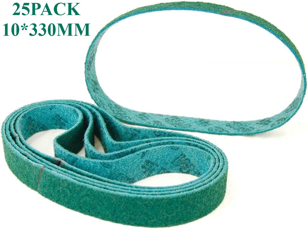 25 PACK 3/8″ X 13″ Non Woven Sanding Belts Abrasive Fine Nylon for Metal & Wood