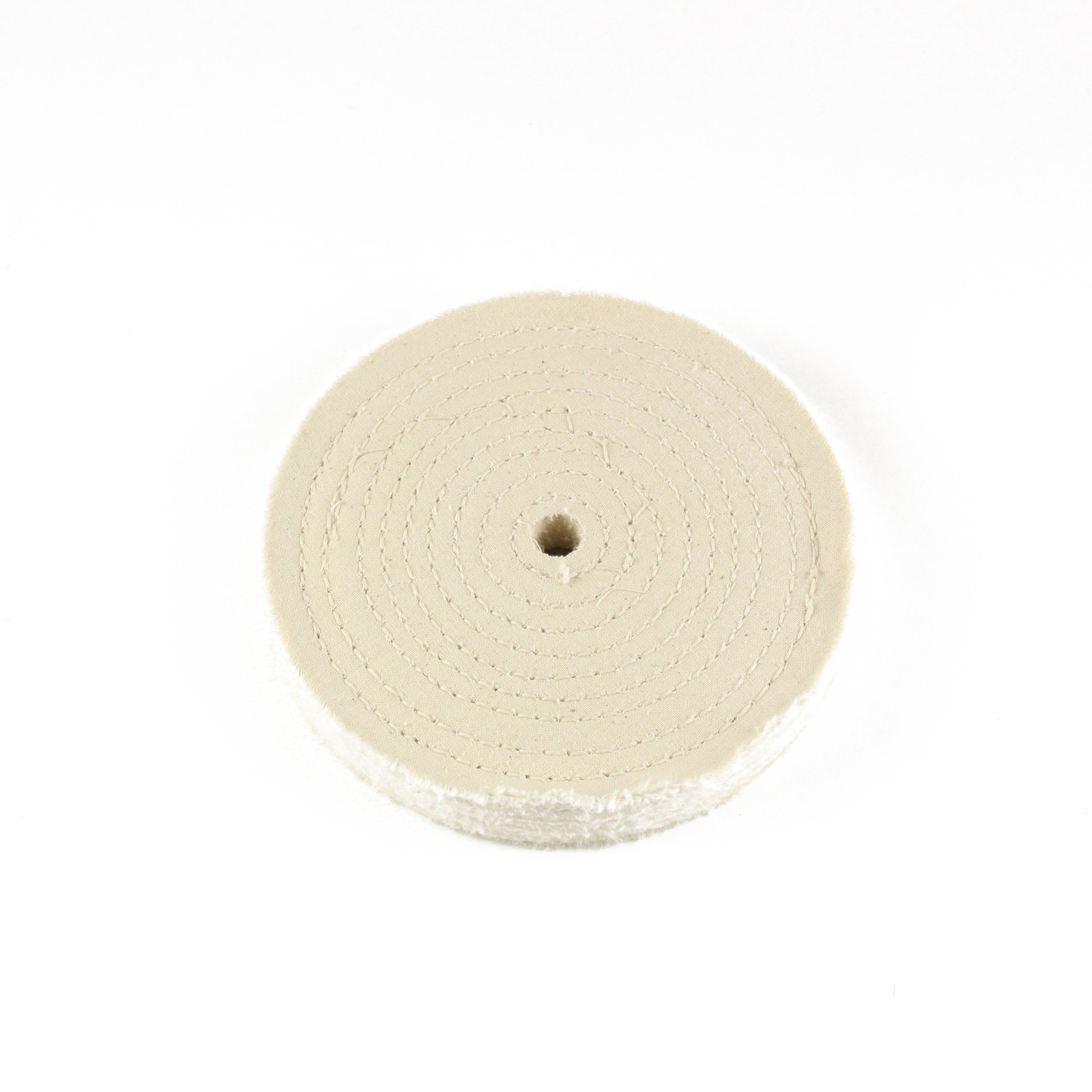 6″ x 1/2″ Arbor Hole – 60 Ply Spiral Sewn Polishing Muslin Cotton Buffing Wheel