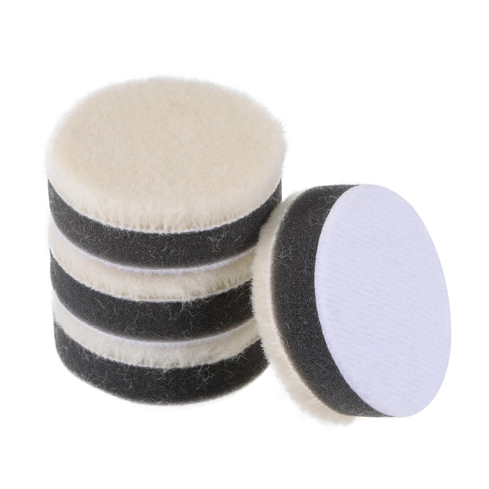 4pcs 2″ Wool Felt Sponge Polishing Pad Hook Loop Buffing Wheel Fine Polishing