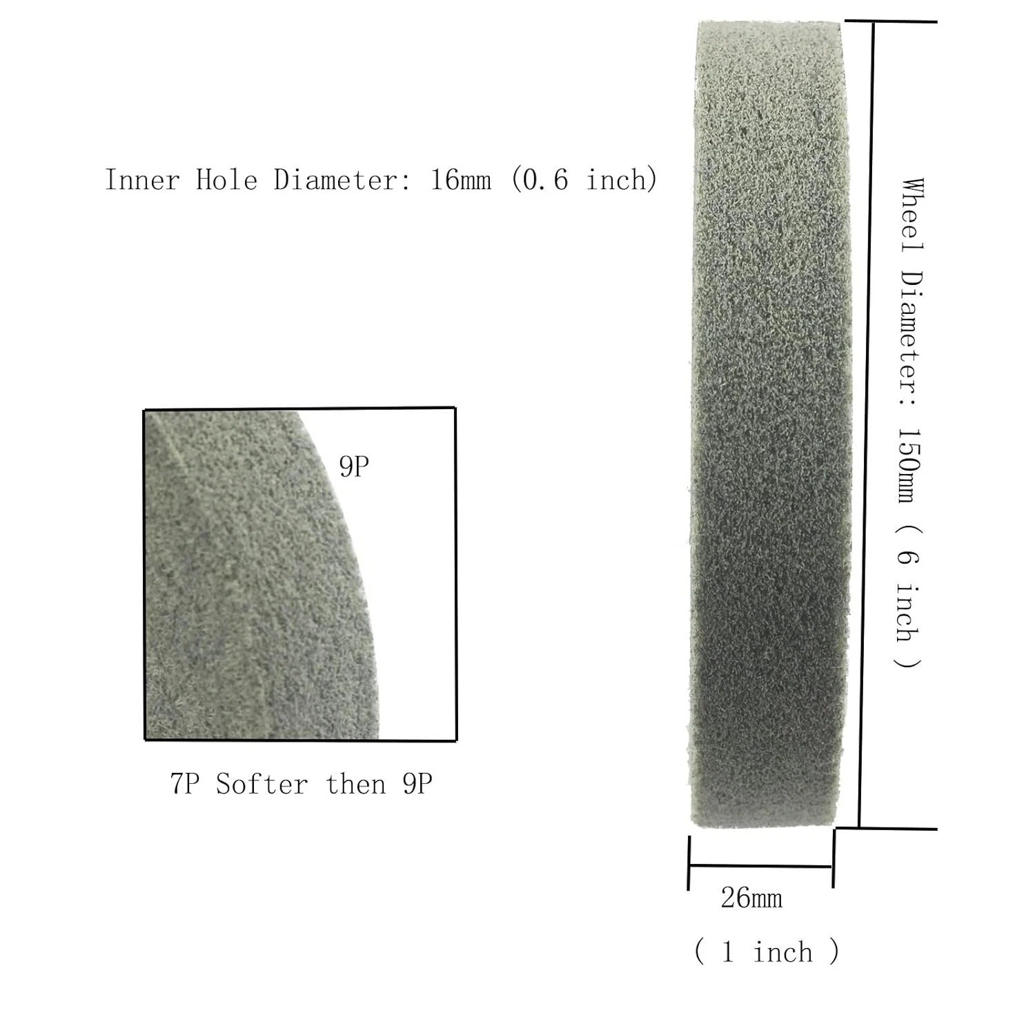 6 Inch Nylon Fiber Buffing Wheel 180 Grit Abrasive Polishing Discs for Bench