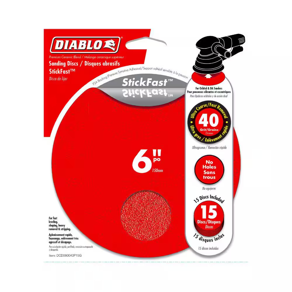 6 In. 40-Grit ROS Stickfast Sanding Discs
