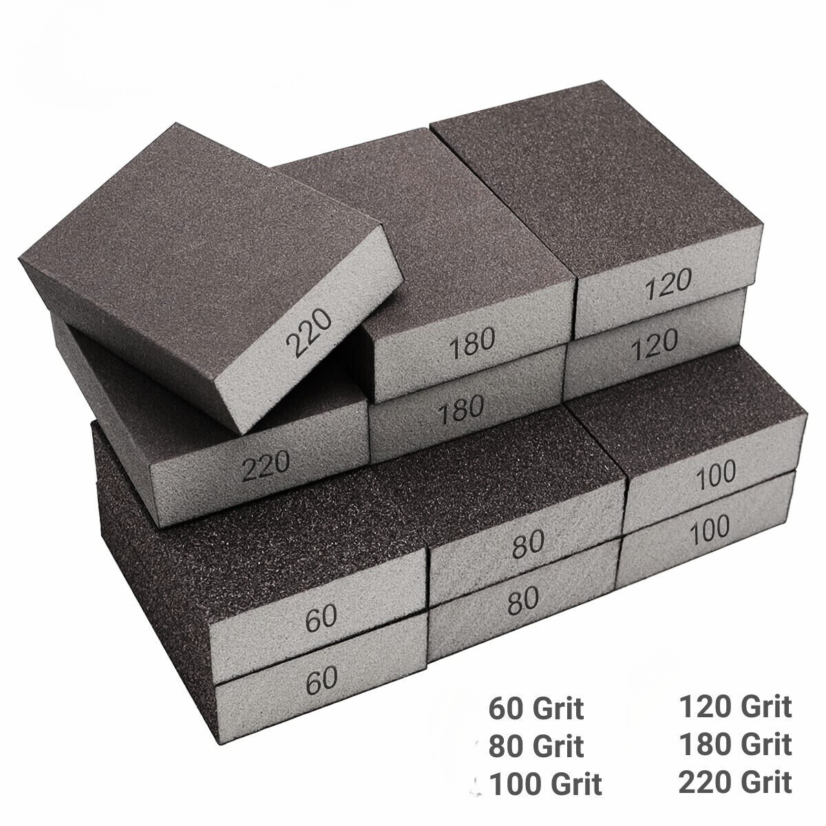 60PCS Drywall Sanding Sponge Blocks P60/80/100/120/180/220 Assorted Grit Wet Dry