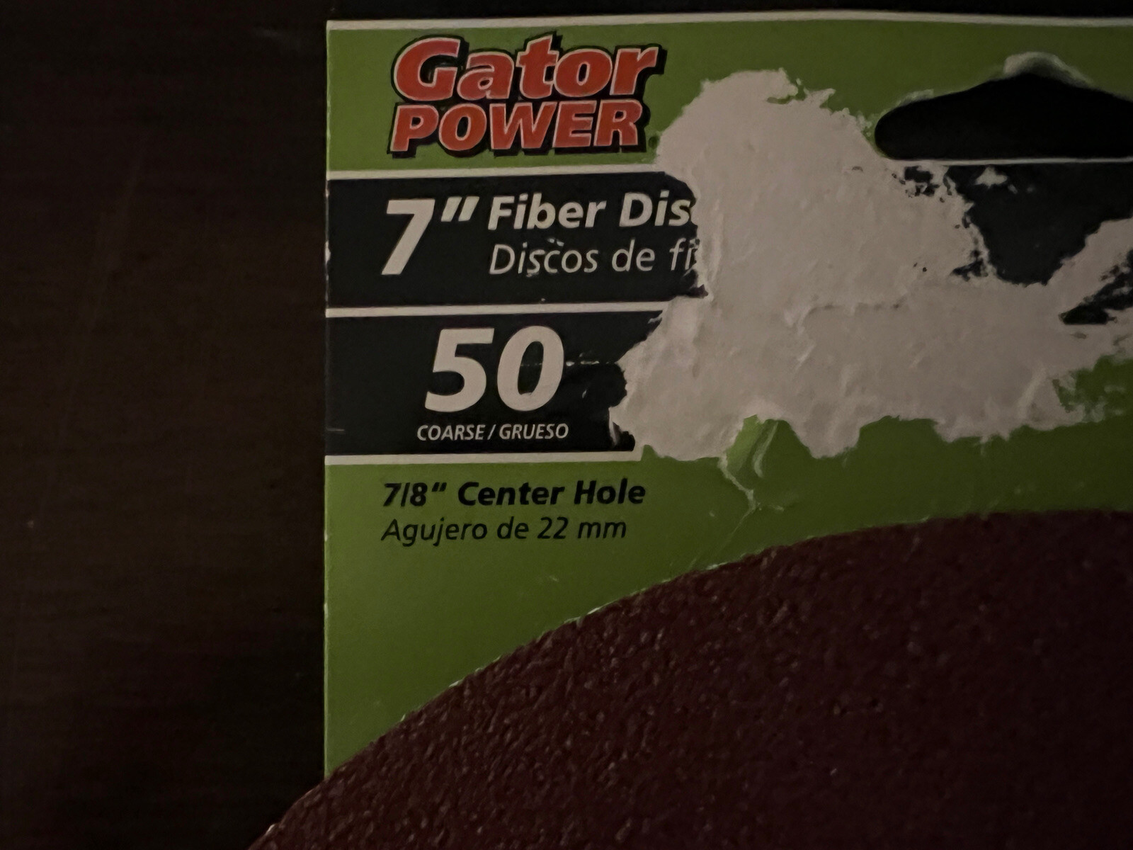 LOT of 6 Gator Power 7″ Fiber Discs 50 Coarse, 7/8 hole NEW