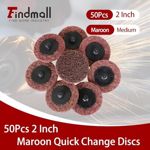 50Pcs 2 Inch Maroon Quick Change Surface Prep Conditioning Discs, 2 inches