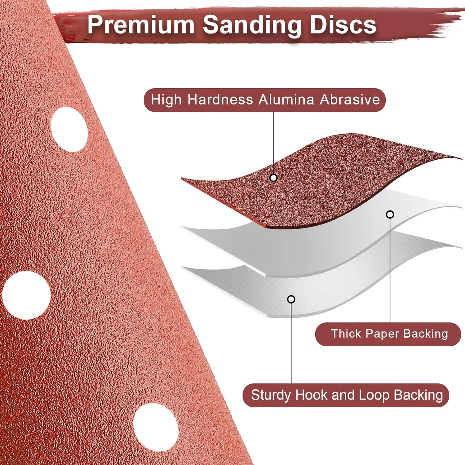 100 PCS 6 Inch Sanding Discs 6 Hole Hook and Loop Sandpaper 80, 120, 240, 320, 4