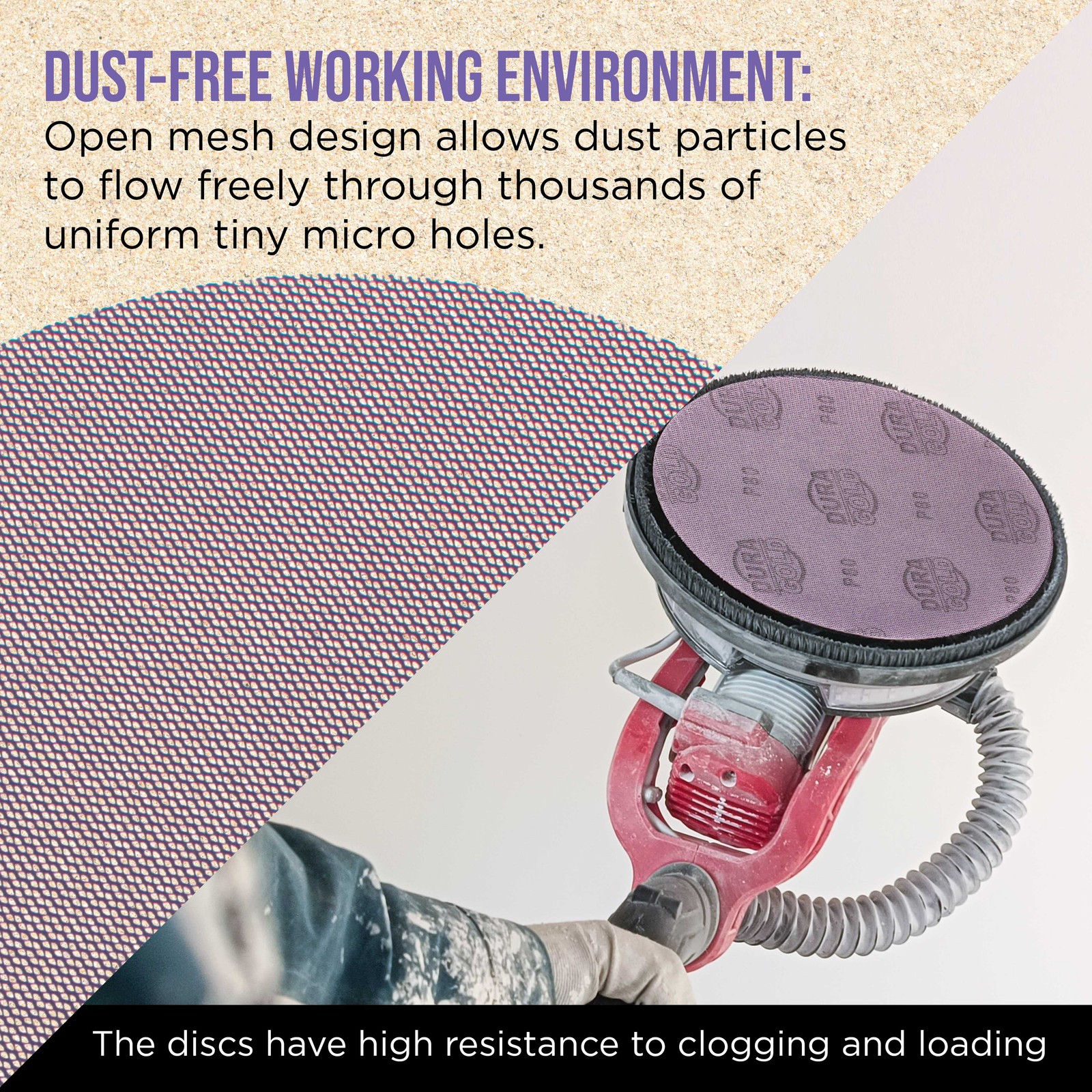 180 Grit 9″ Purple Ceramic Mesh Sanding Discs, Box of 30 – Hook & Loop Sandpaper
