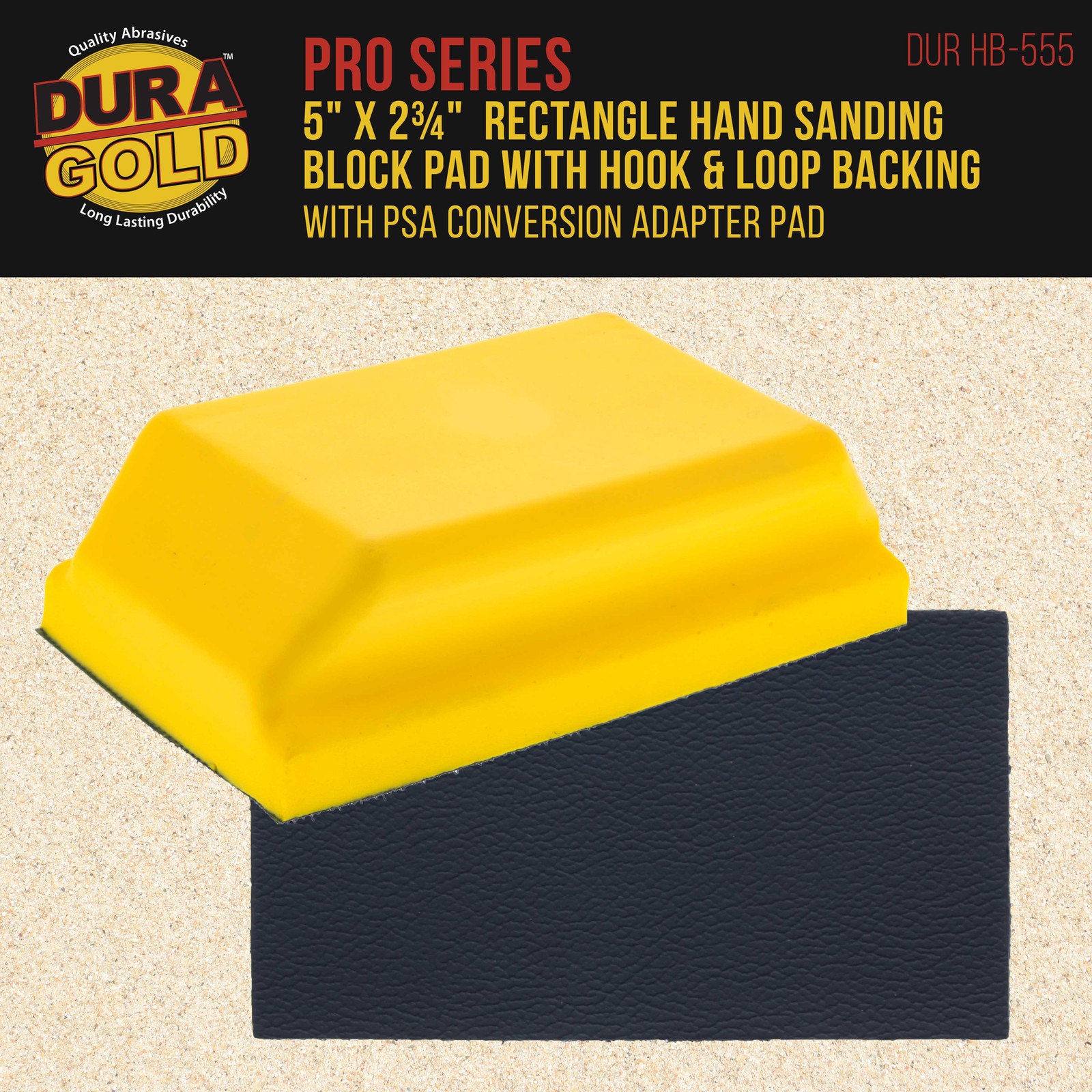Rectangle 5″ Hand Sanding Block Pad, Hook & Loop Backing, PSA Adapter Sand Pad