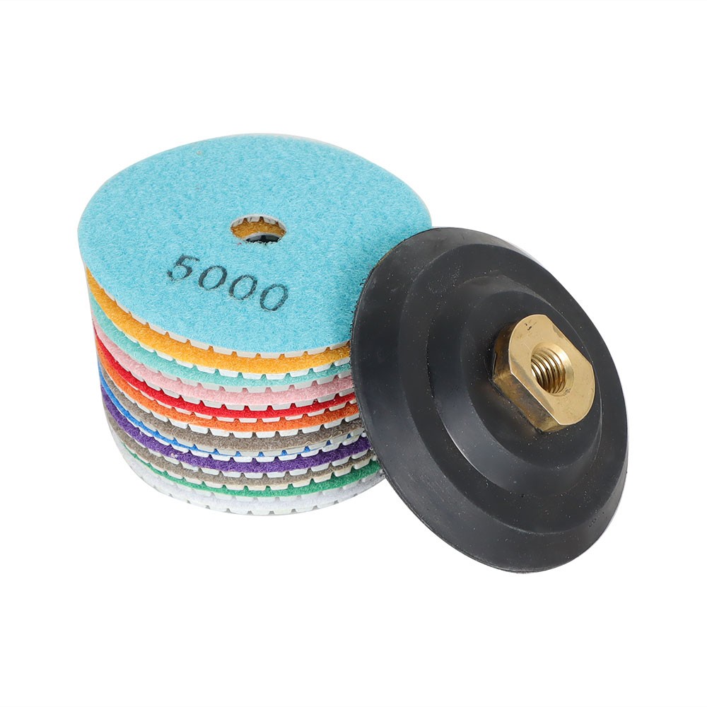 13 Pack 4″ Diamond Polishing Pads With 5/8″-11″ Backer Pads For stone Polishing