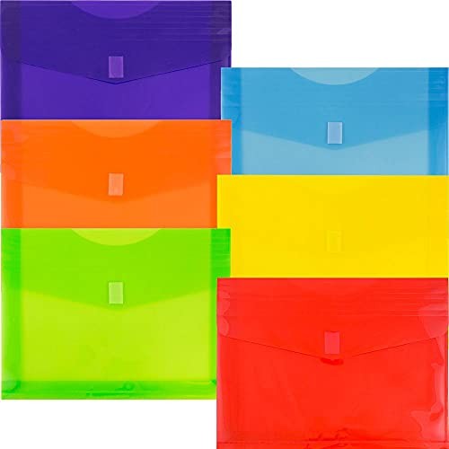 Plastic Expansion Envelopes with Hook & 2″ Expansion Assorted Colors 6 Pack