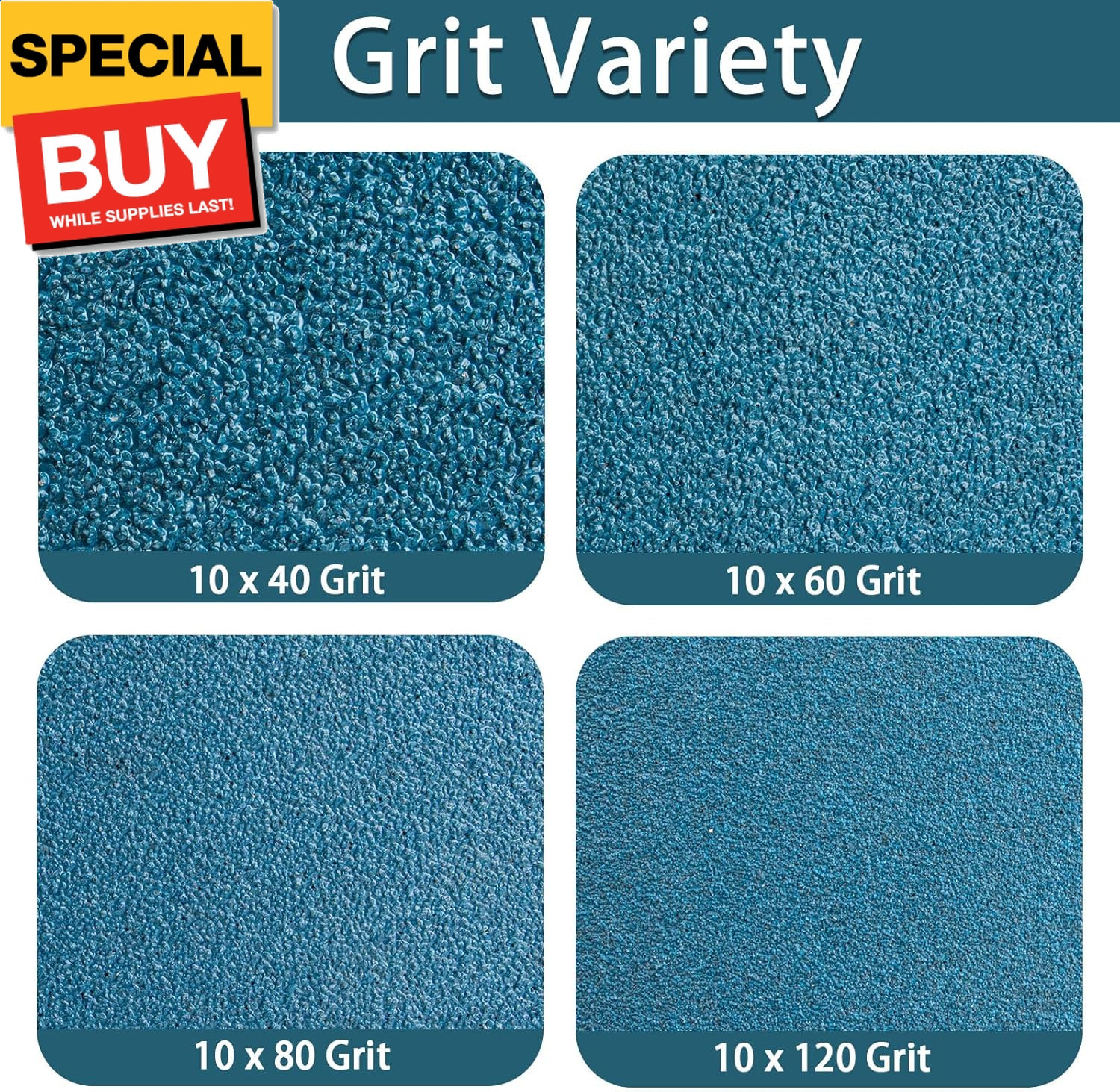 1/2×18 Inch Belt Sander Sanding Belts Kit 40 Pcs (10 Each of 40/60/80/120 Grits)