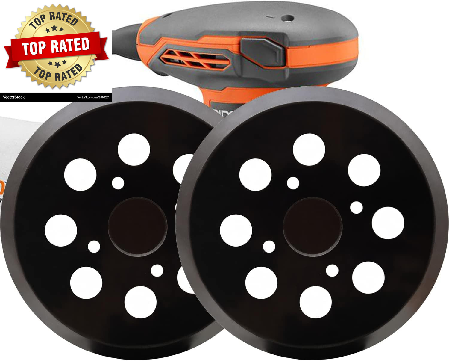2 Pack 5 Inch 8 Hole Hook and Loop Sander Pad for Ridgid R2600 R2601 5″ Random O