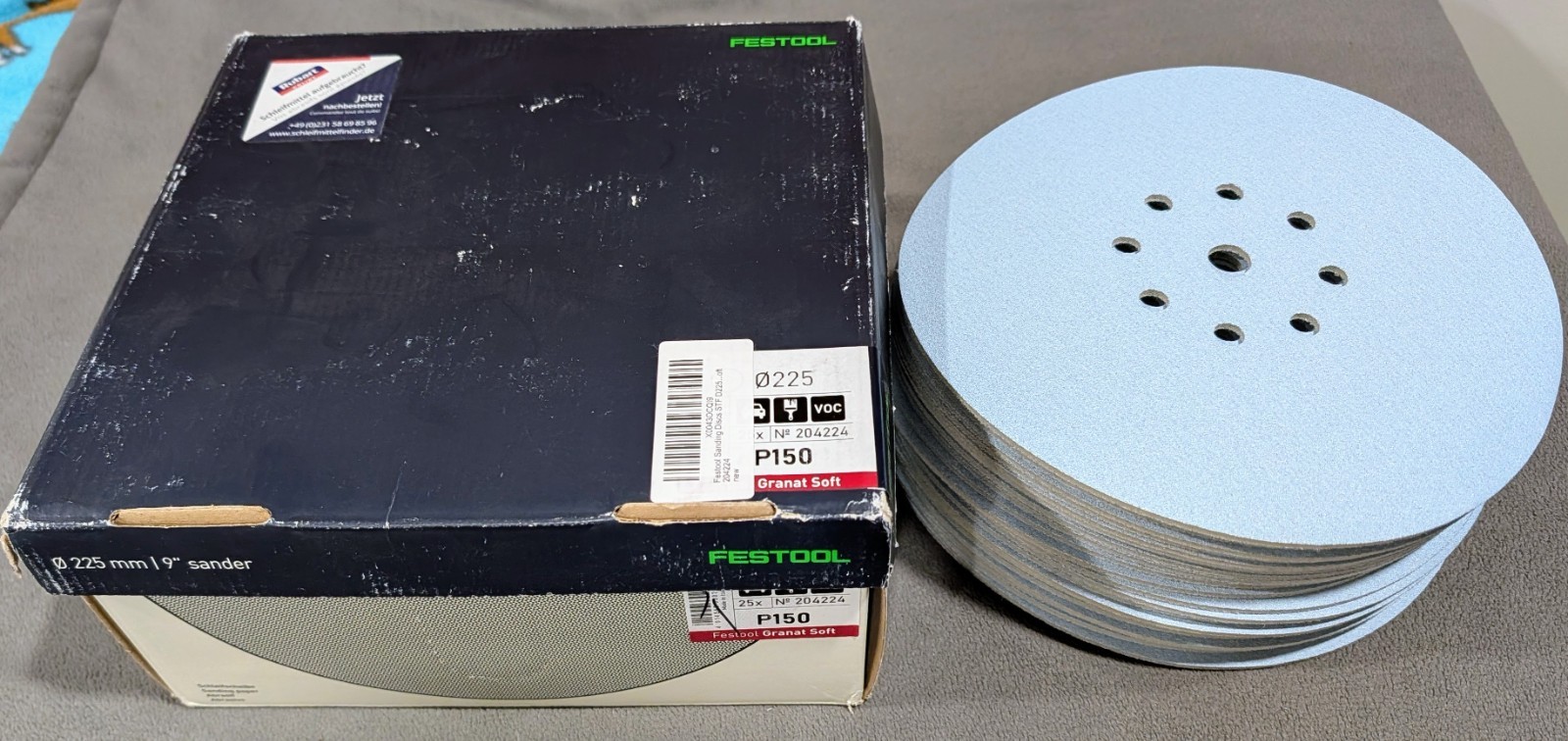 Festool 204224 Granat Soft 225mm P150 Sanding Discs 25-Pack Brand New