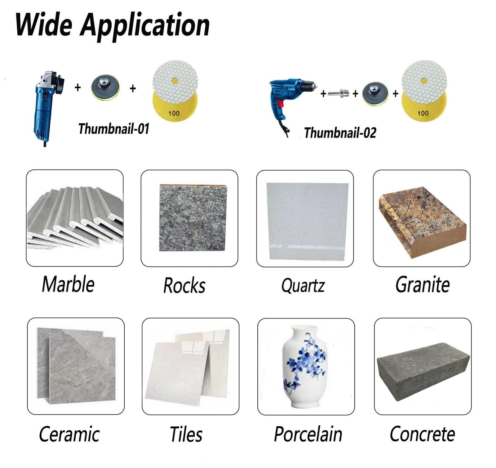 16 Pack 4″ Dry/Wet Diamond Polishing Pads Set for Granite, Marble, Quartz, Stone