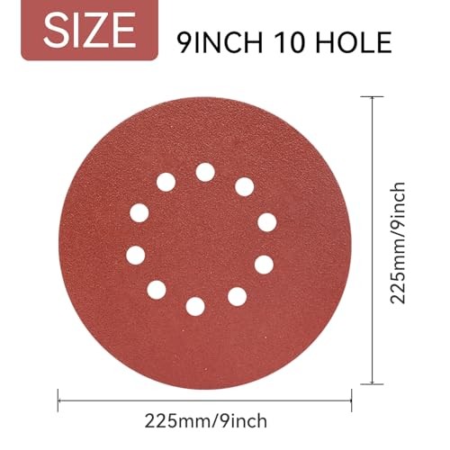 20 Pack 9 Inch 10 Hole 100 Grit Hook & Loop Sanding 9 inch 10 hole-100 Grit