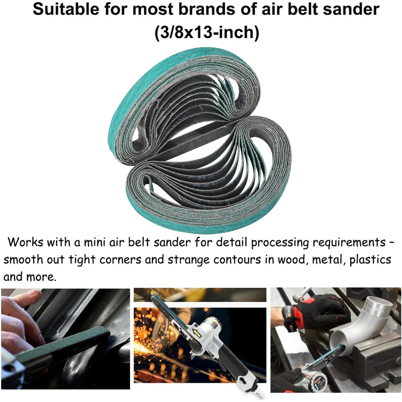 10pc 10x330mm Sanding Belts Sander Abrasive Belt Tool for Metal Wood Furniture