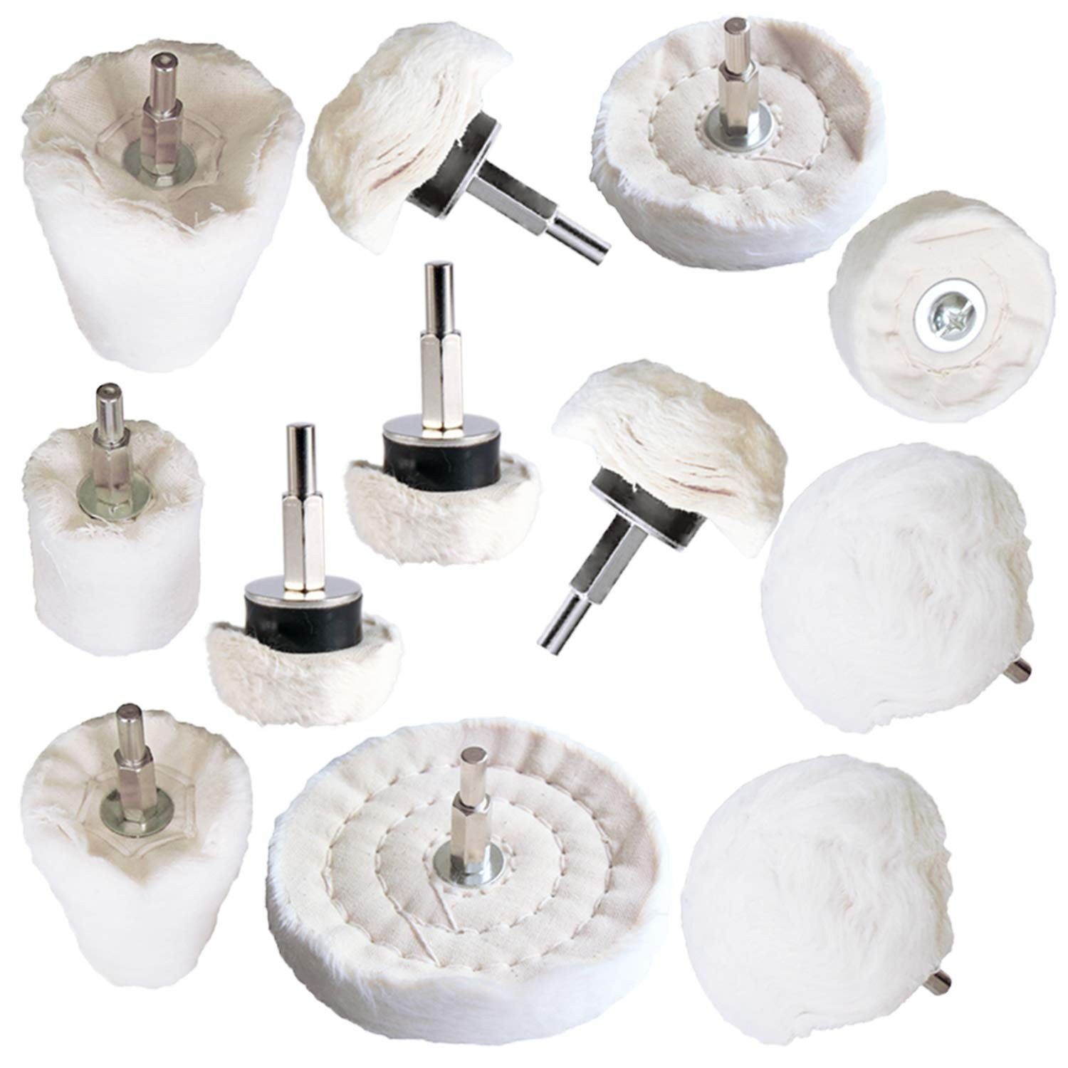 12 Pack Cotton Polishing Pad Buffing Wheel for Metal Aluminum Stainless Steel