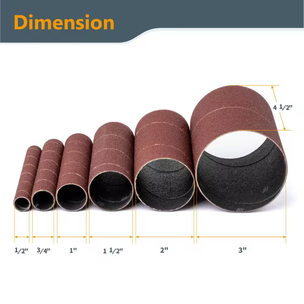 POWERTEC 4.5″ 6 DIA Spindle Sanding Sleeves w/ Assorted 80,120,240 Grits (11240)