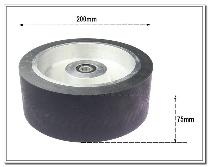 200*75*24mm Solid Rubber Contact Wheel with 8*3mm Keyslot Balanced Belt Grinder