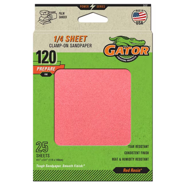 NEW 20 pack – 50 Grit Coarse Gator brand Sandpaper 1/4 Sheets 4.5″ x 5.5″