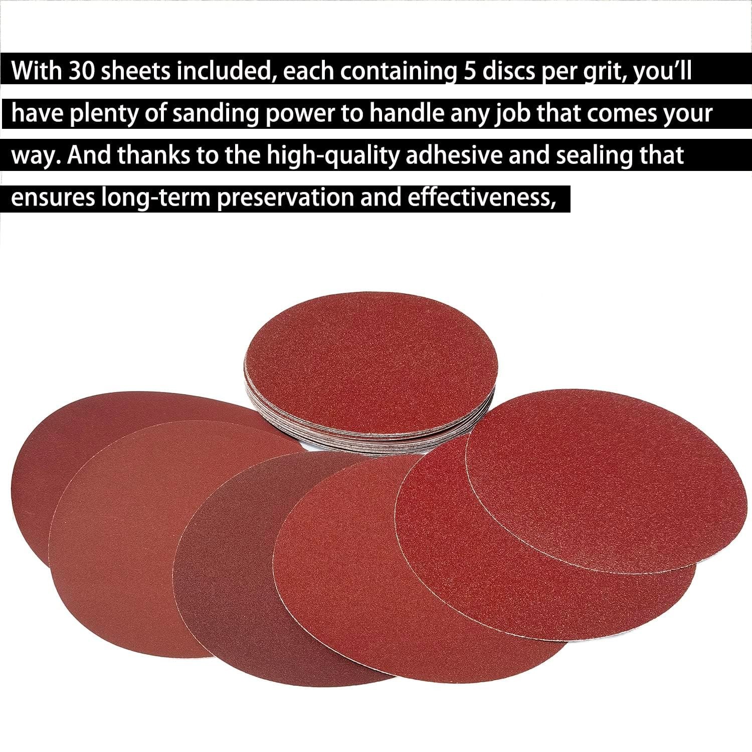 30 Pack 8″ PSA Sanding Discs Set – 5 Each of 80, 100, 120, 180,240, 400 Grit …