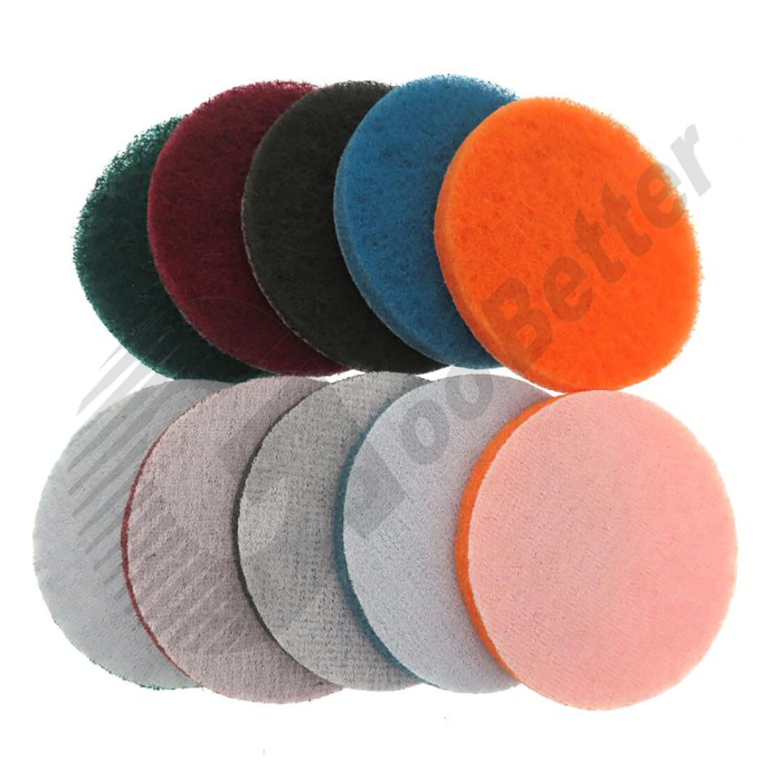 3″~7″ Nylon Fiber Scouring Pads Hook & Loop Abrasive Cleaning Pad 240~3000 Grit
