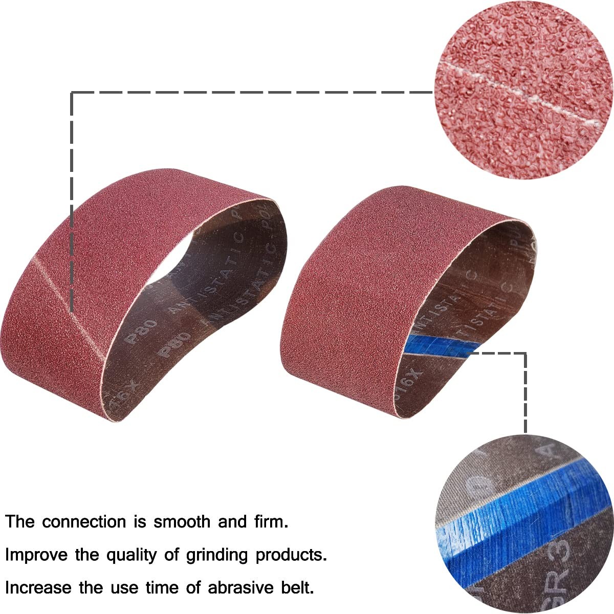 15 Pcs 3×21 Inch Sander Belts, Coarse To Fine 40 80 120 Grit, Red